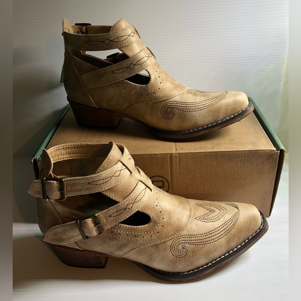 Tan Western Ankle Boots